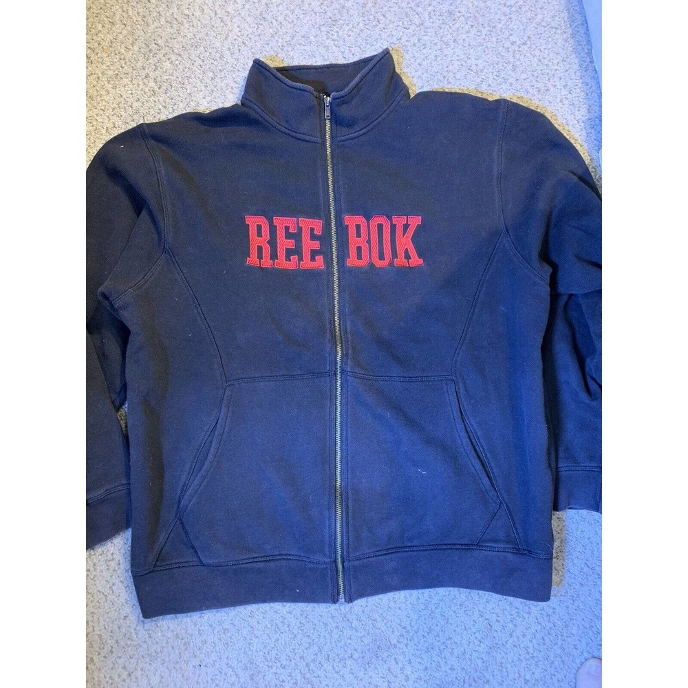 Reebok Full Zip Sweatshirt Red Black Size XLarge Mens Heavyweight 1979